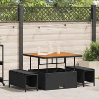 vidaXL Conjunto de Jantar para Jardim Preto vime PE