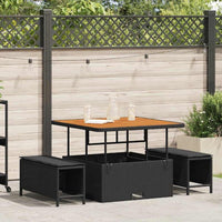 vidaXL Conjunto de Jantar para Jardim Preto vime PE