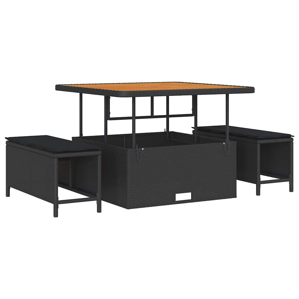 vidaXL Conjunto de Jantar para Jardim Preto vime PE