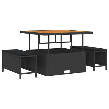 vidaXL Conjunto de Jantar para Jardim Preto vime PE