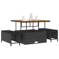 vidaXL Conjunto de Jantar para Jardim Preto vime PE