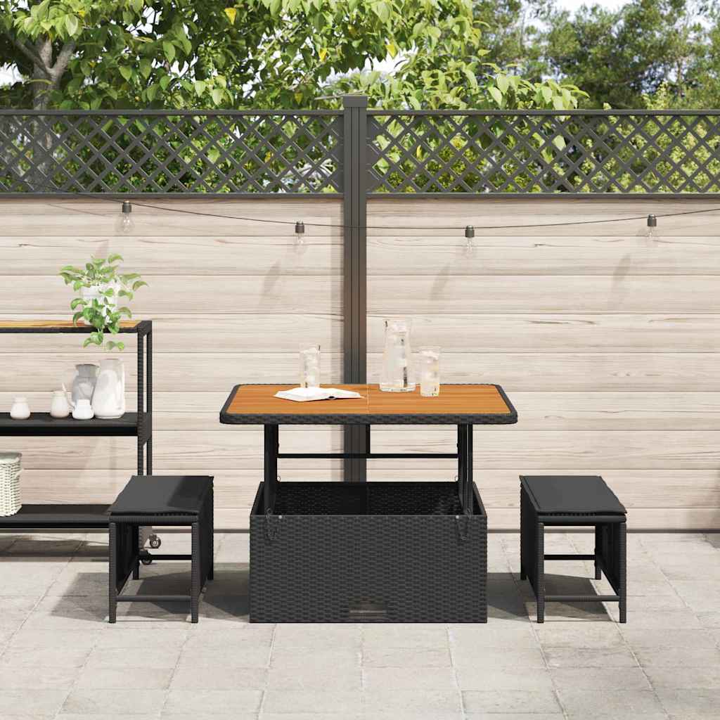 vidaXL Conjunto de Jantar para Jardim Preto vime PE