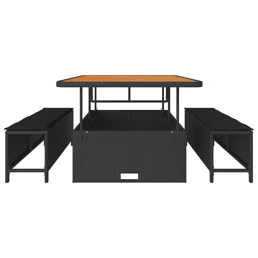 vidaXL Conjunto de Jantar para Jardim Preto vime PE