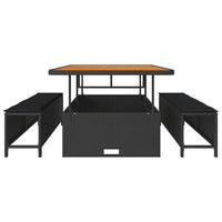 vidaXL Conjunto de Jantar para Jardim Preto vime PE