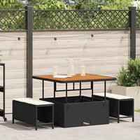 vidaXL Conjunto de Jantar para Jardim Preto vime PE