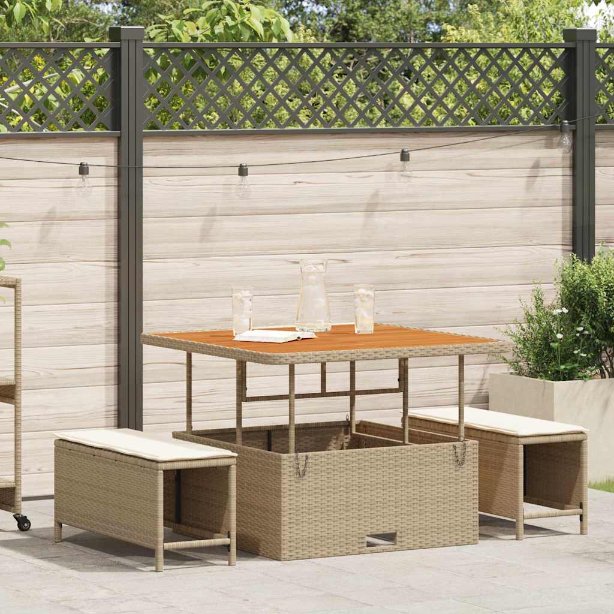 vidaXL Conjunto de Jantar para Jardim Preto vime PE