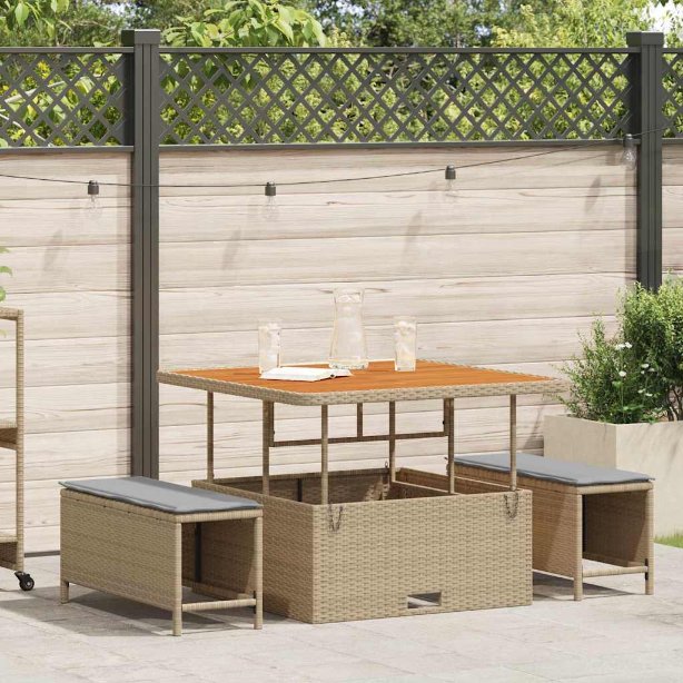 vidaXL Conjunto de Jantar para Jardim Preto vime PE