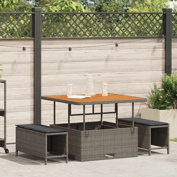 vidaXL Conjunto de Jantar para Jardim Preto vime PE