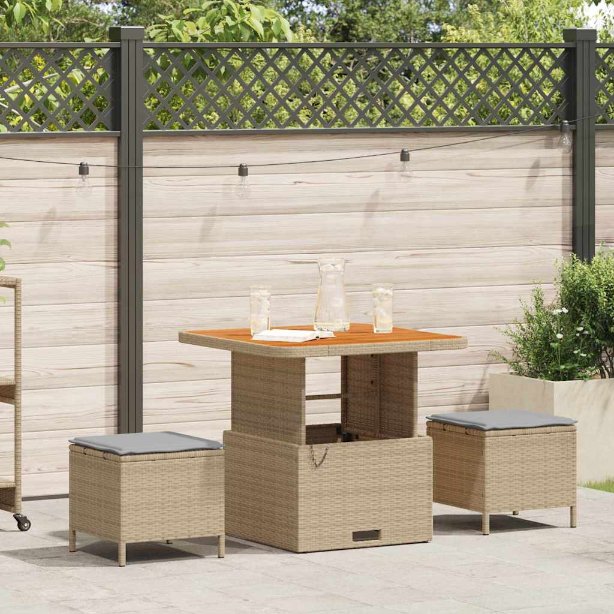 vidaXL Conjunto de Jantar para Jardim Preto vime PE