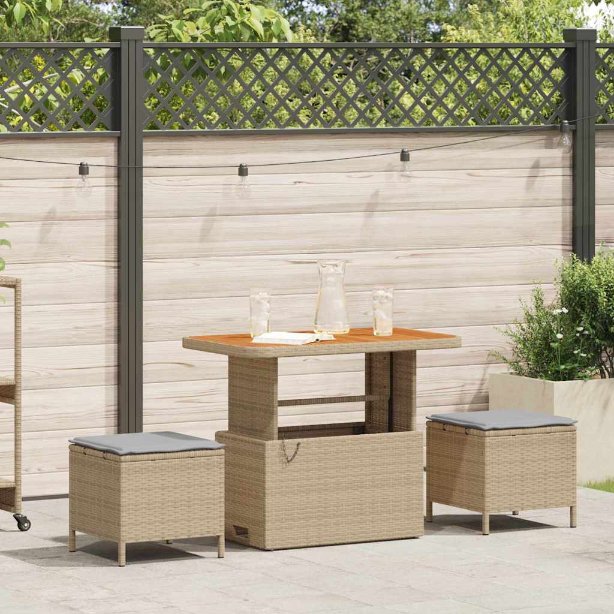 vidaXL Conjunto de Jantar para Jardim Preto vime PE