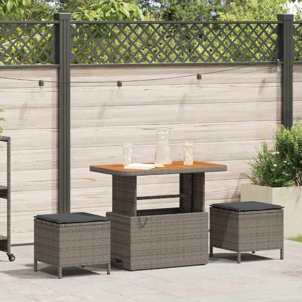 vidaXL Conjunto de Jantar para Jardim Preto vime PE