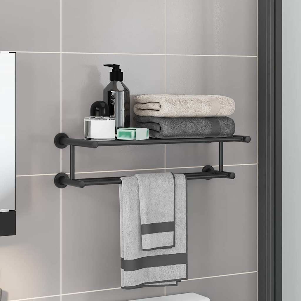 vidaXL Suporte de Toalha Preto 61 x 23 x 17 cm Aço inoxidável