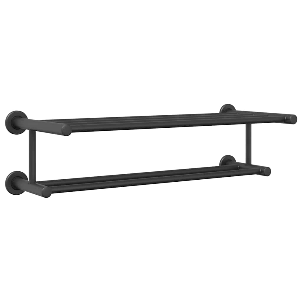 vidaXL Suporte de Toalha Preto 61 x 23 x 17 cm Aço inoxidável