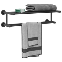 vidaXL Suporte de Toalha Preto 61 x 23 x 17 cm Aço inoxidável