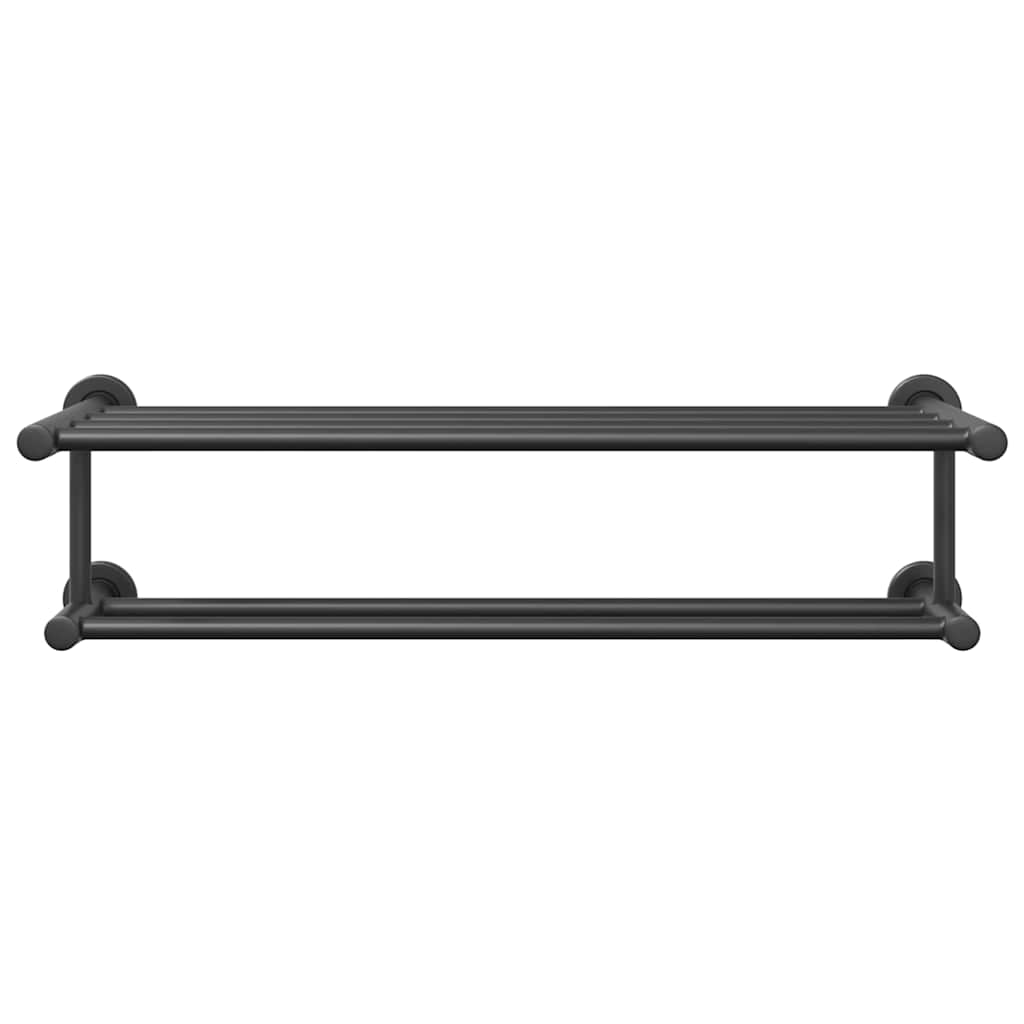 vidaXL Suporte de Toalha Preto 61 x 23 x 17 cm Aço inoxidável