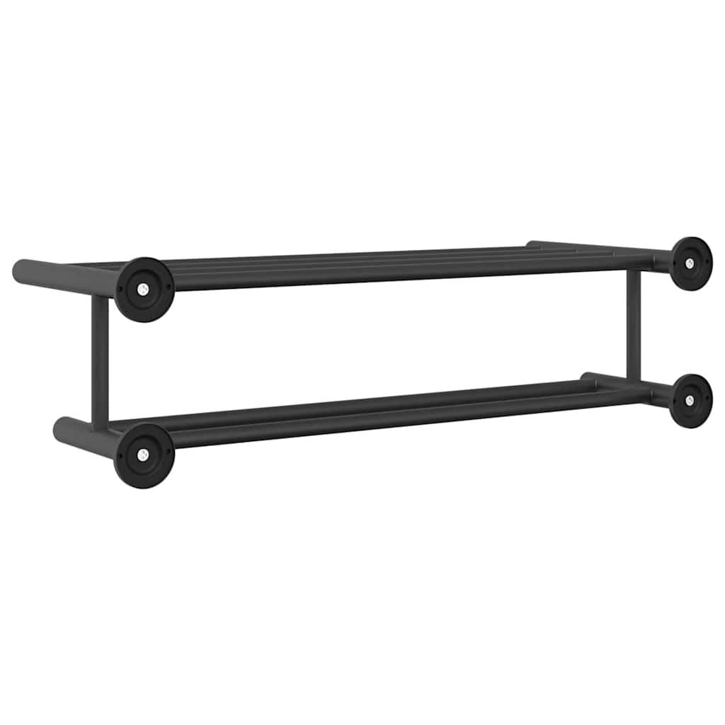 vidaXL Suporte de Toalha Preto 61 x 23 x 17 cm Aço inoxidável