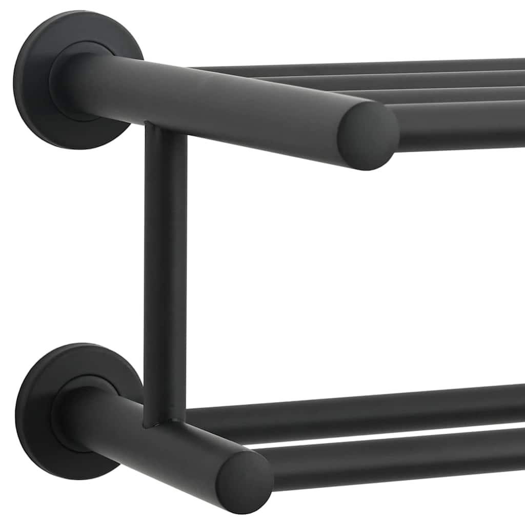 vidaXL Suporte de Toalha Preto 61 x 23 x 17 cm Aço inoxidável
