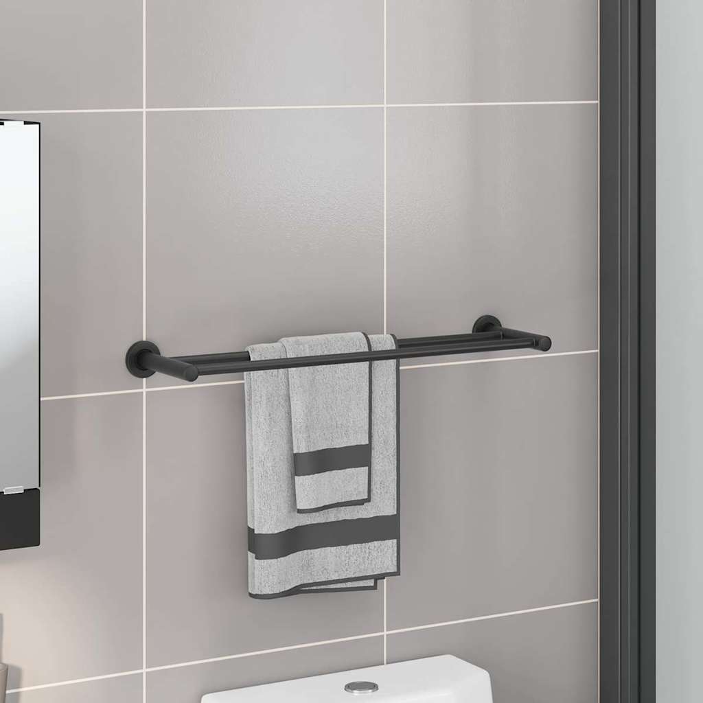 vidaXL Suporte de Toalha Preto 61 x 14,5 x 5 cm Aço inoxidável
