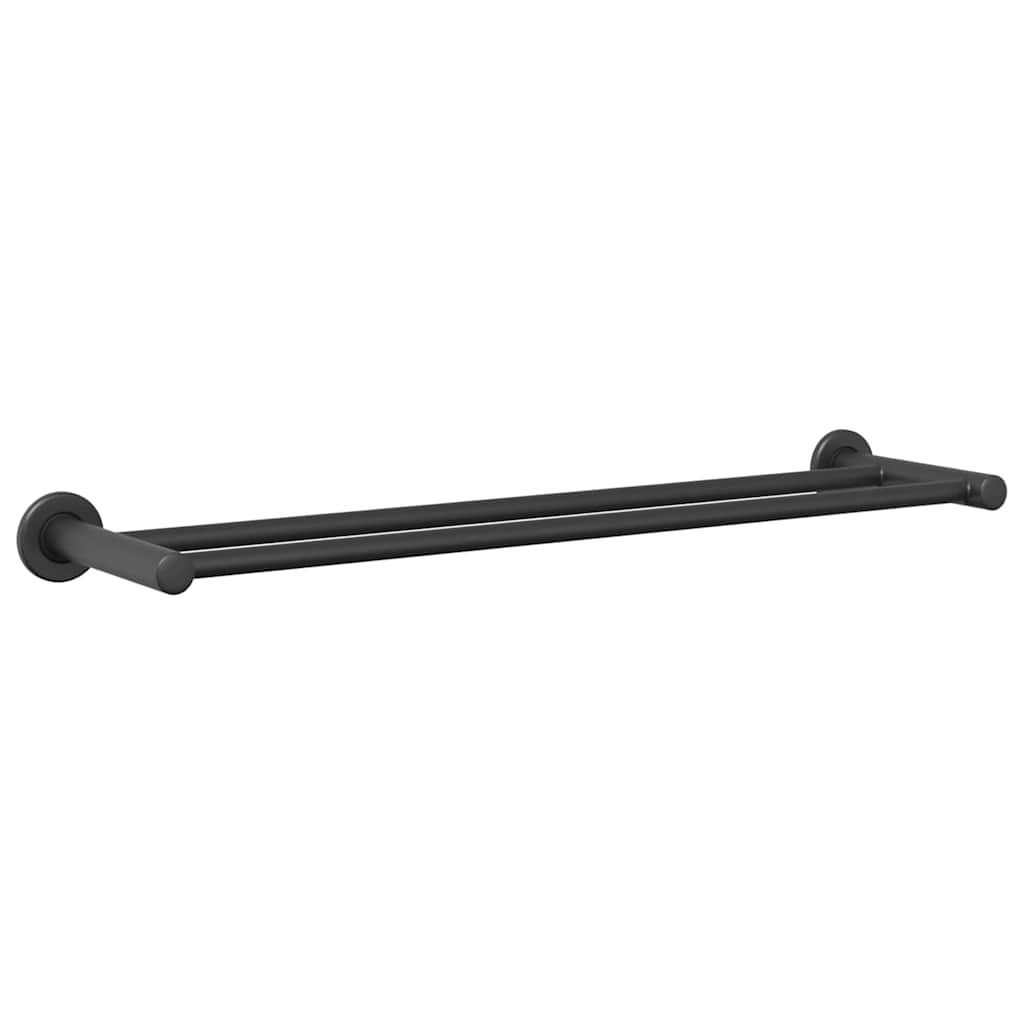 vidaXL Suporte de Toalha Preto 61 x 14,5 x 5 cm Aço inoxidável