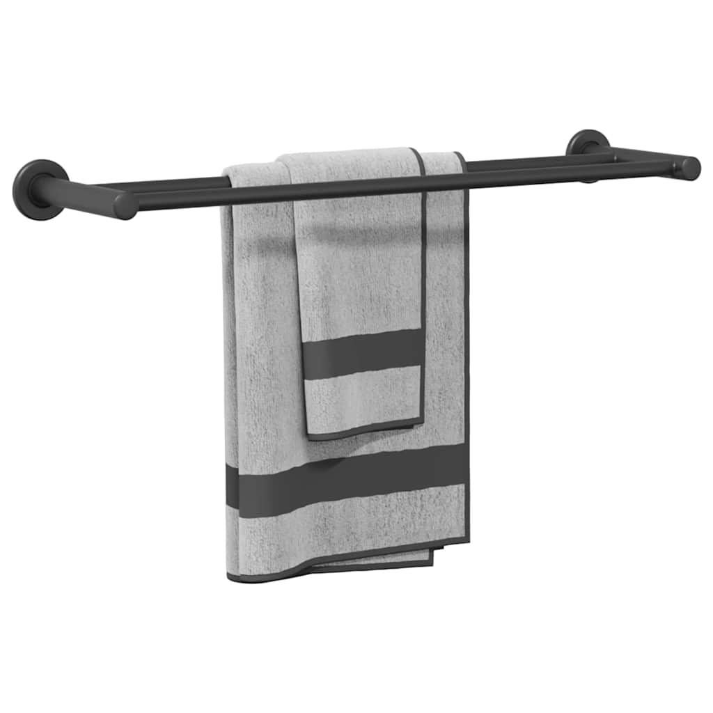 vidaXL Suporte de Toalha Preto 61 x 14,5 x 5 cm Aço inoxidável