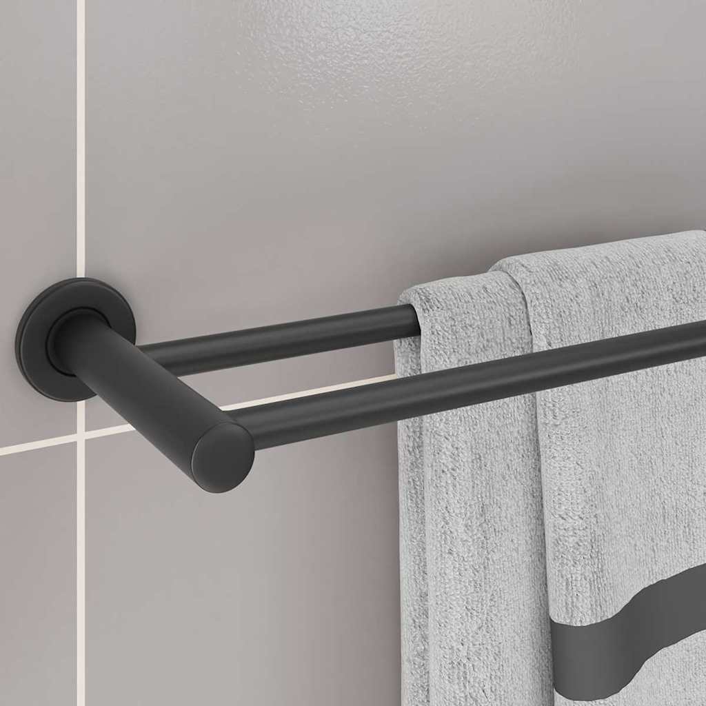 vidaXL Suporte de Toalha Preto 61 x 14,5 x 5 cm Aço inoxidável
