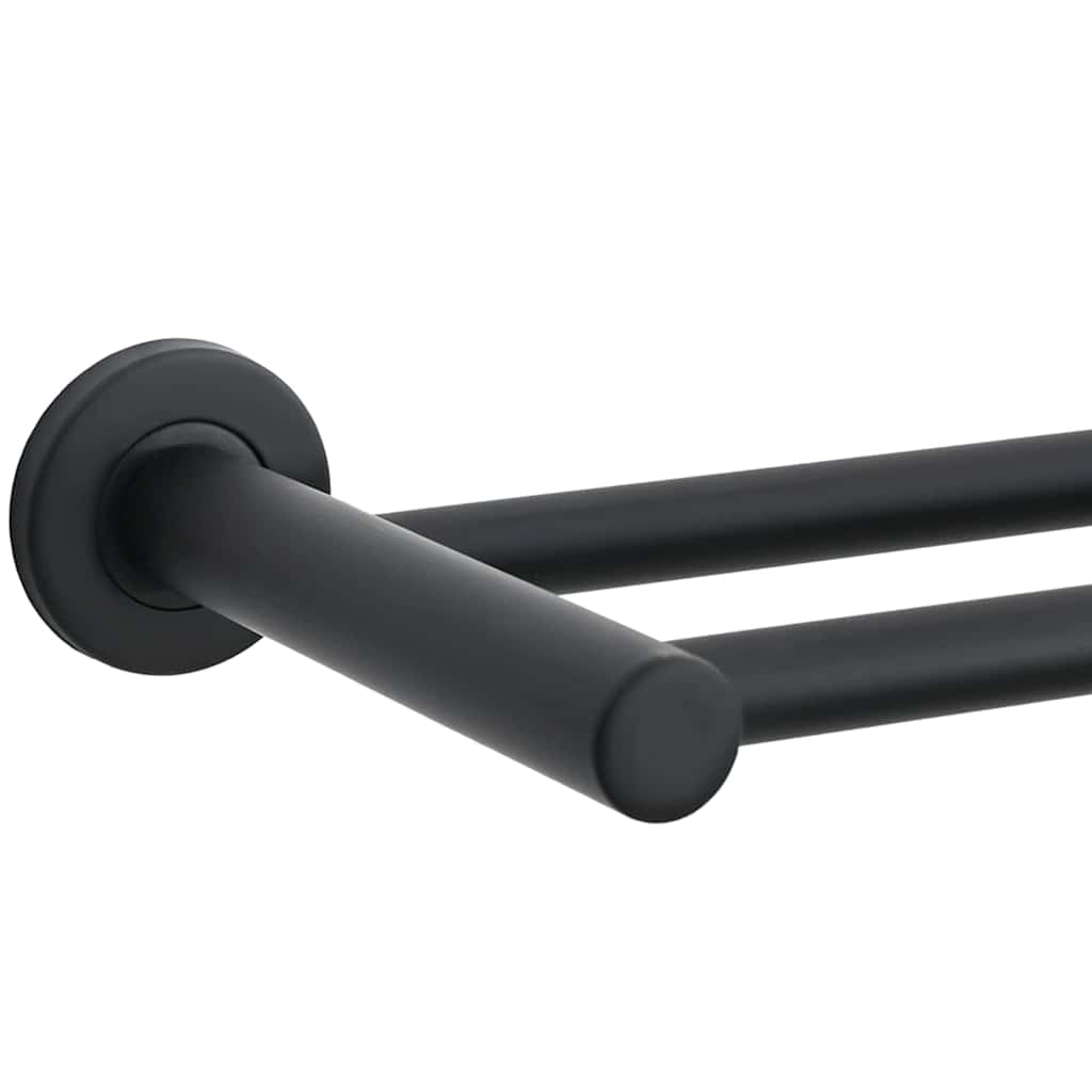 vidaXL Suporte de Toalha Preto 61 x 14,5 x 5 cm Aço inoxidável