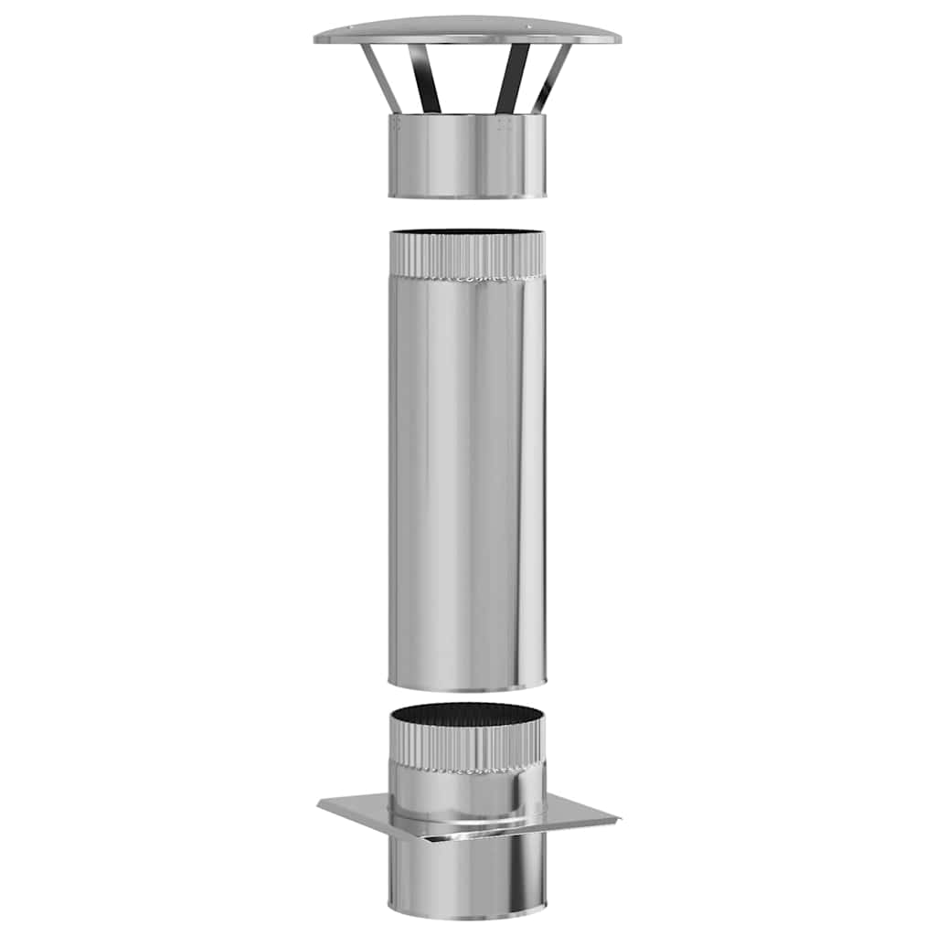 vidaXL Extensão de Chaminé Prateado 35 x 35 x 82 cm Aço inoxidável