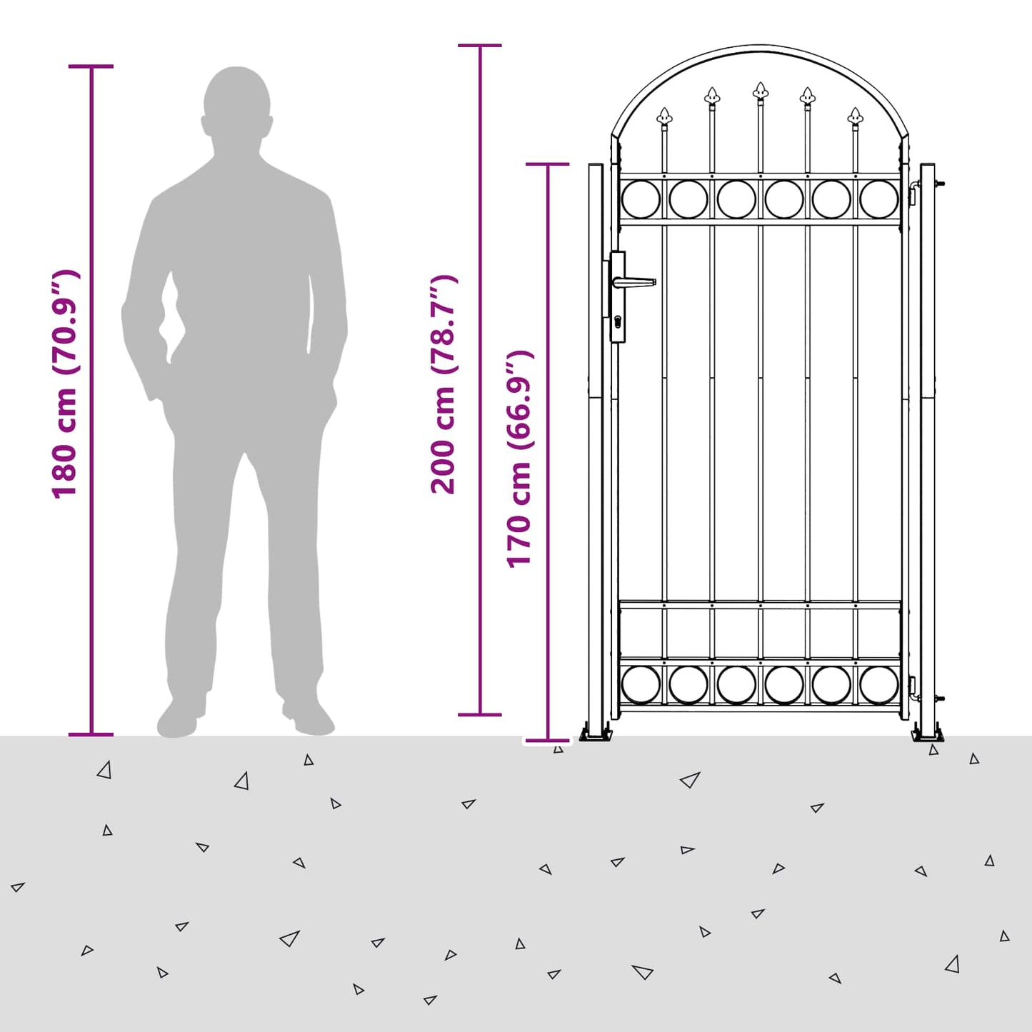 vidaXL Poste de Cerca com bloqueio Cinzeto 200 x 88 x 14 cm Aço
