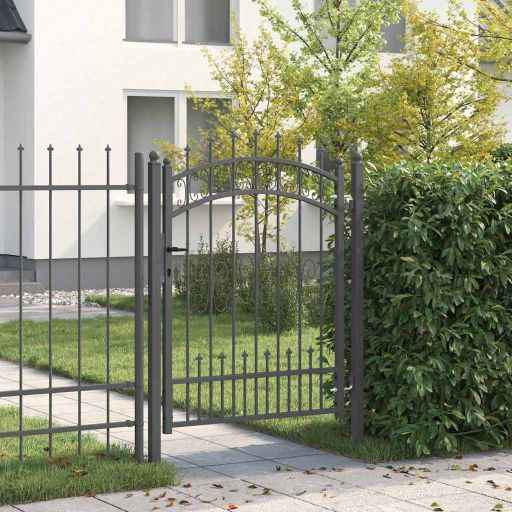 vidaXL Portão de cerca com topo em forma de lança, preto, 103x75 cm, aço com revestimento em pó