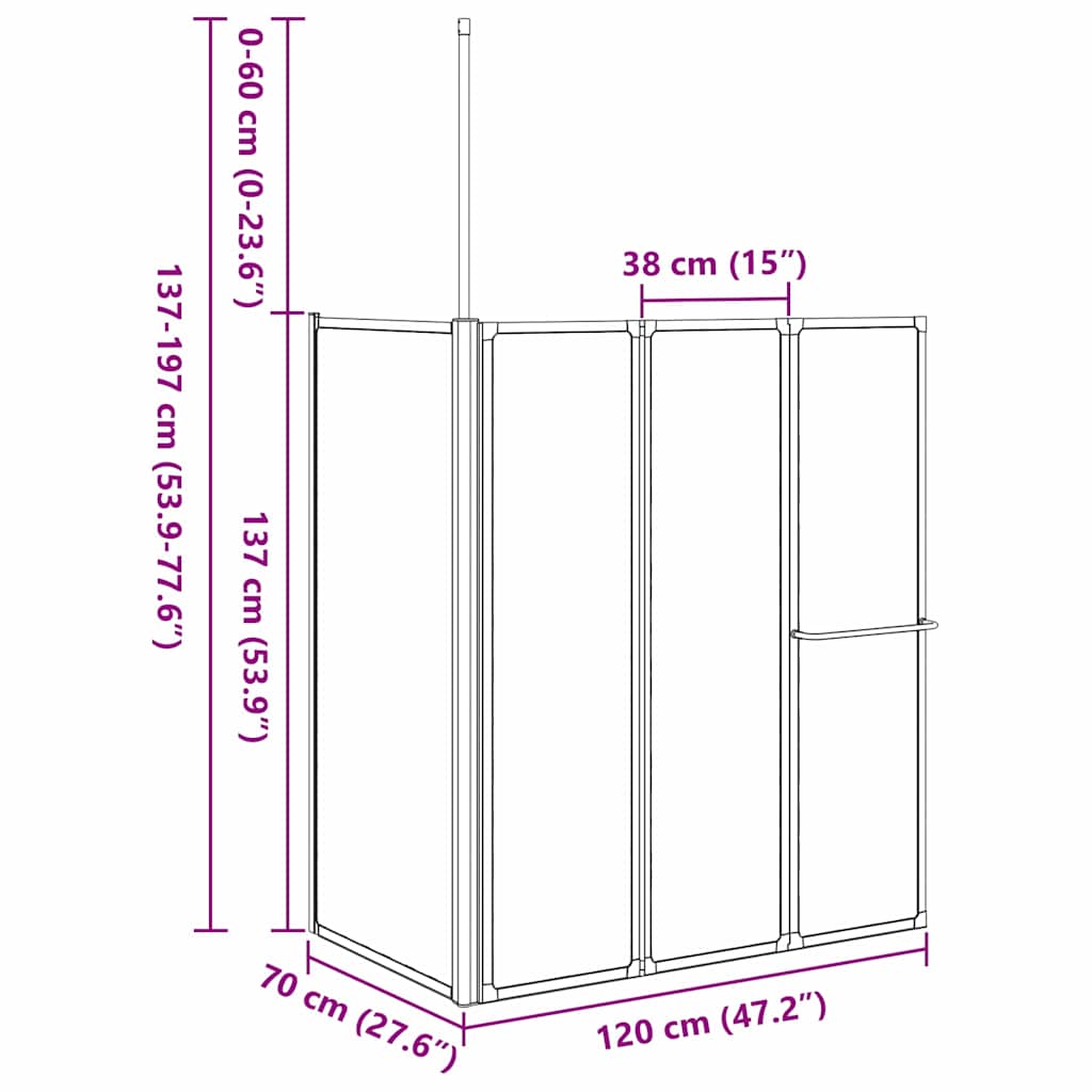 vidaXL Resguardo de duche Branco 120 x 70 x 137 cm Alumínio