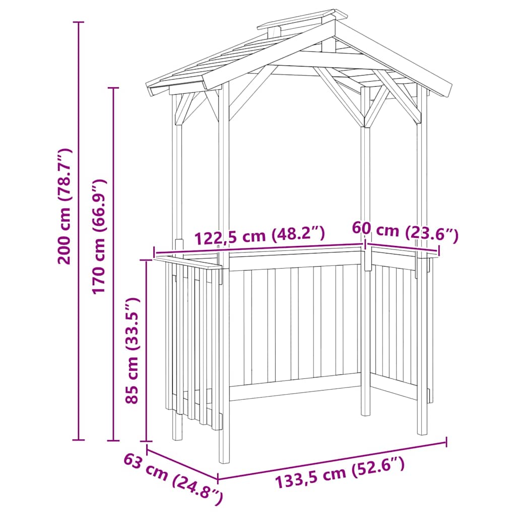 vidaXL Abrigo para churrasqueira Madeira de pinho impregnada