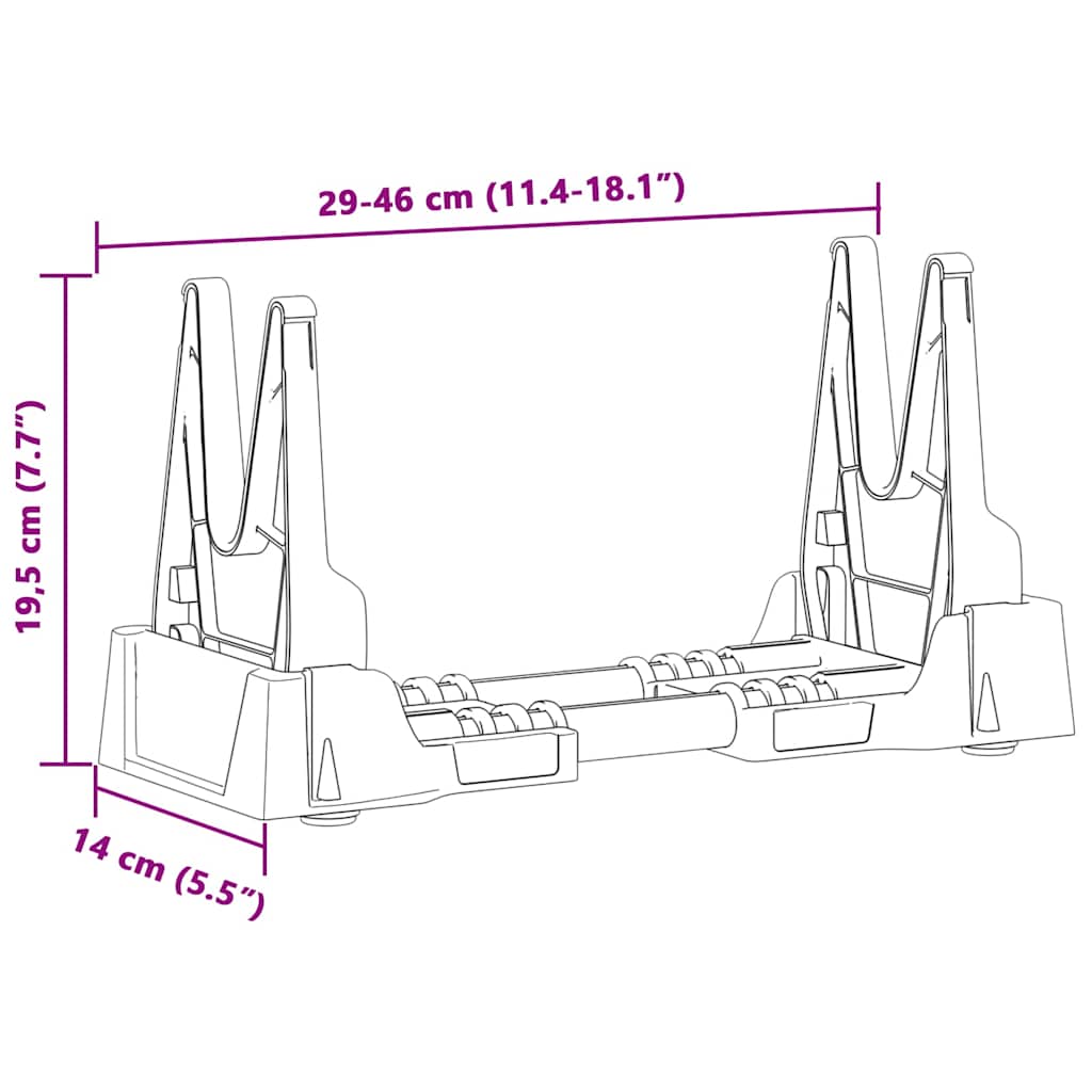 vidaXL Apoio de tiro Ajustável Cinzeto 46 x 14 x 19,5 cm Plástico