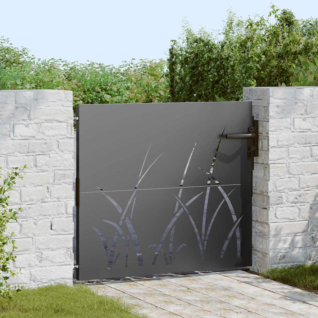 vidaXL Portão de jardim 85x75 cm aço corten design erva