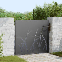 vidaXL Portão de jardim 85x75 cm aço corten design erva