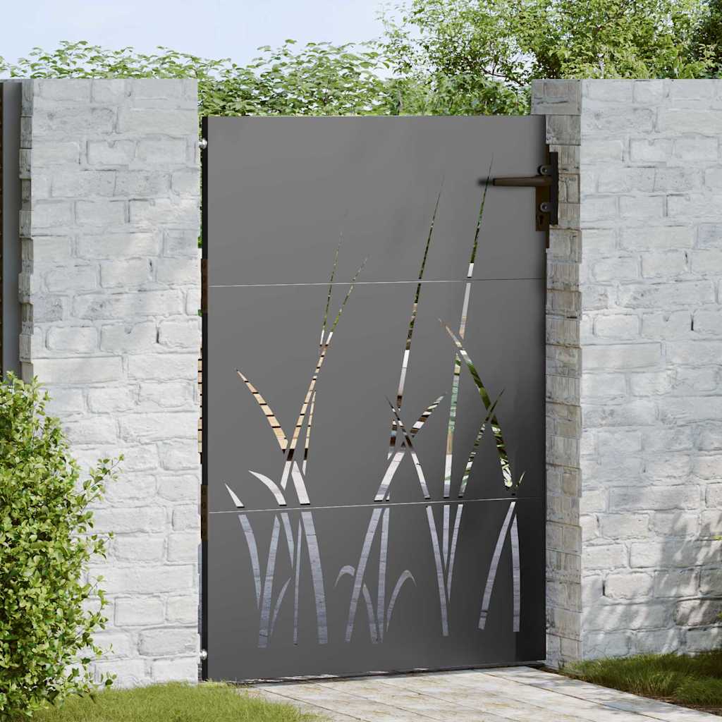vidaXL Portão de jardim 85x75 cm aço corten design erva