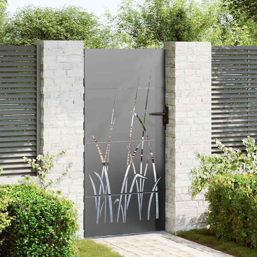 vidaXL Portão de jardim 85x75 cm aço corten design erva