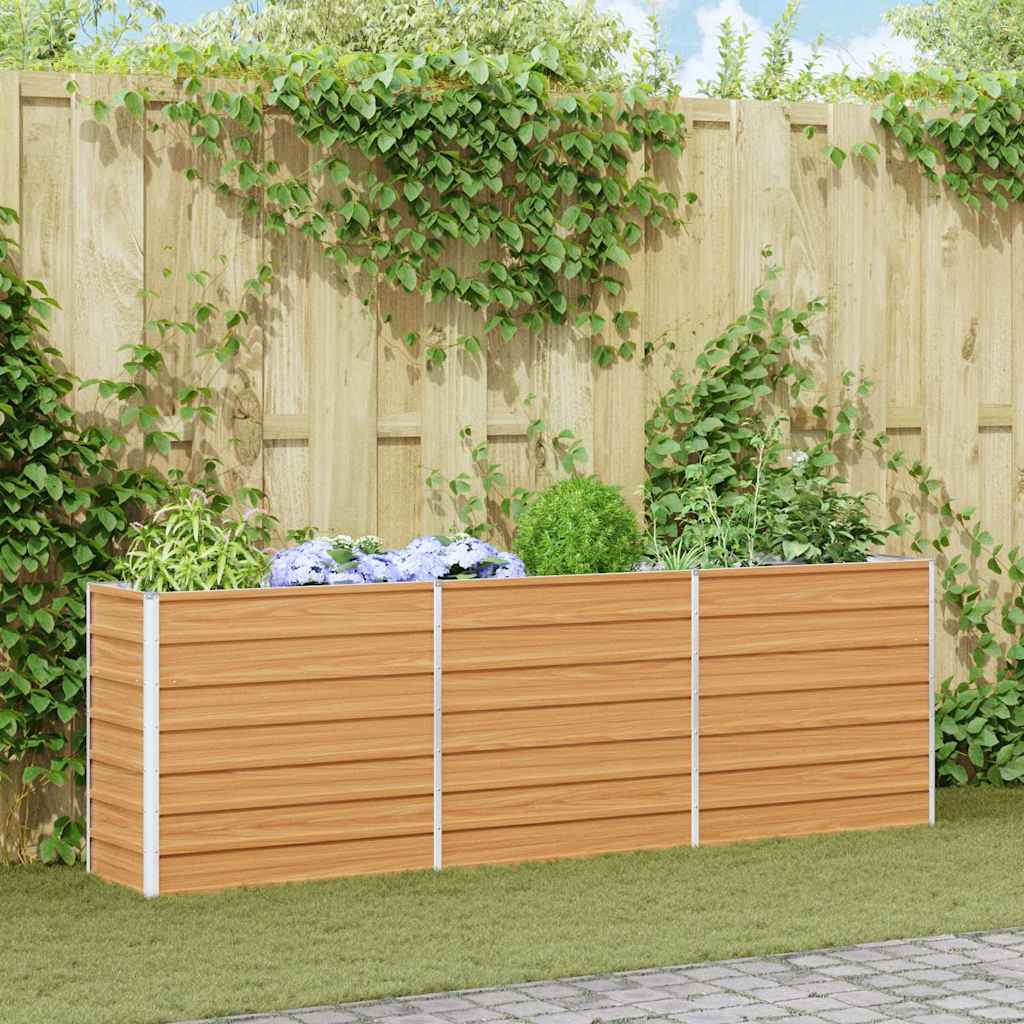 vidaXL Canteiro de jardim elevado Marrom Claro 100 x 100 x 77 cm