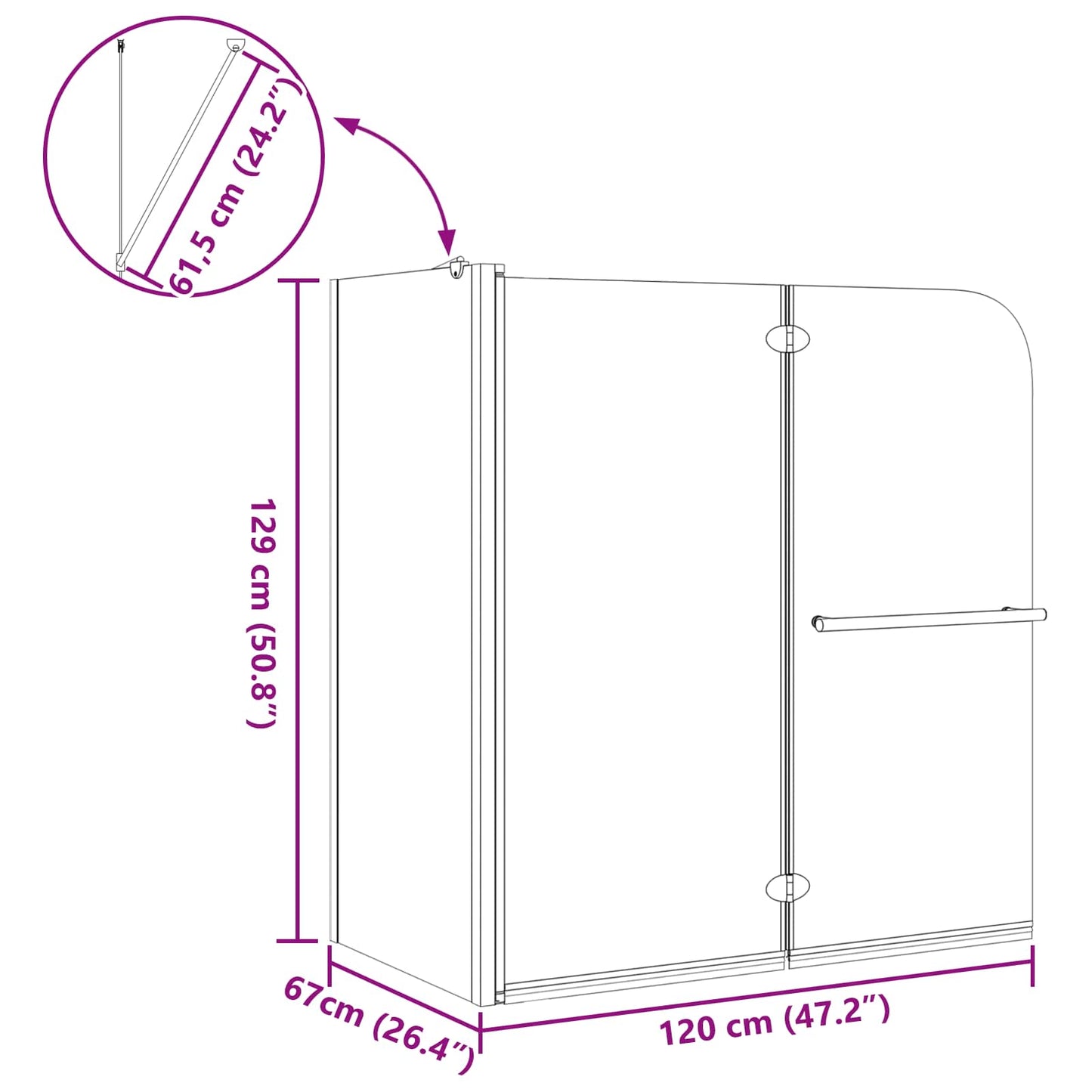 vidaXL Enclosure de Chuveiro Bi-Fold Manual Transparente Escuro
