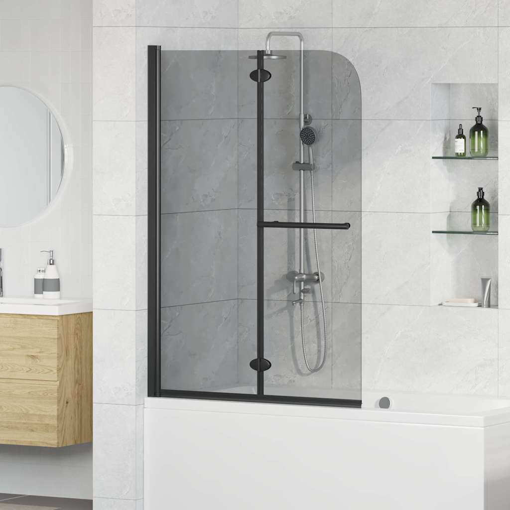 vidaXL Divisória de chuveiro dobrável 2 painéis ESG 95x140 cm preto