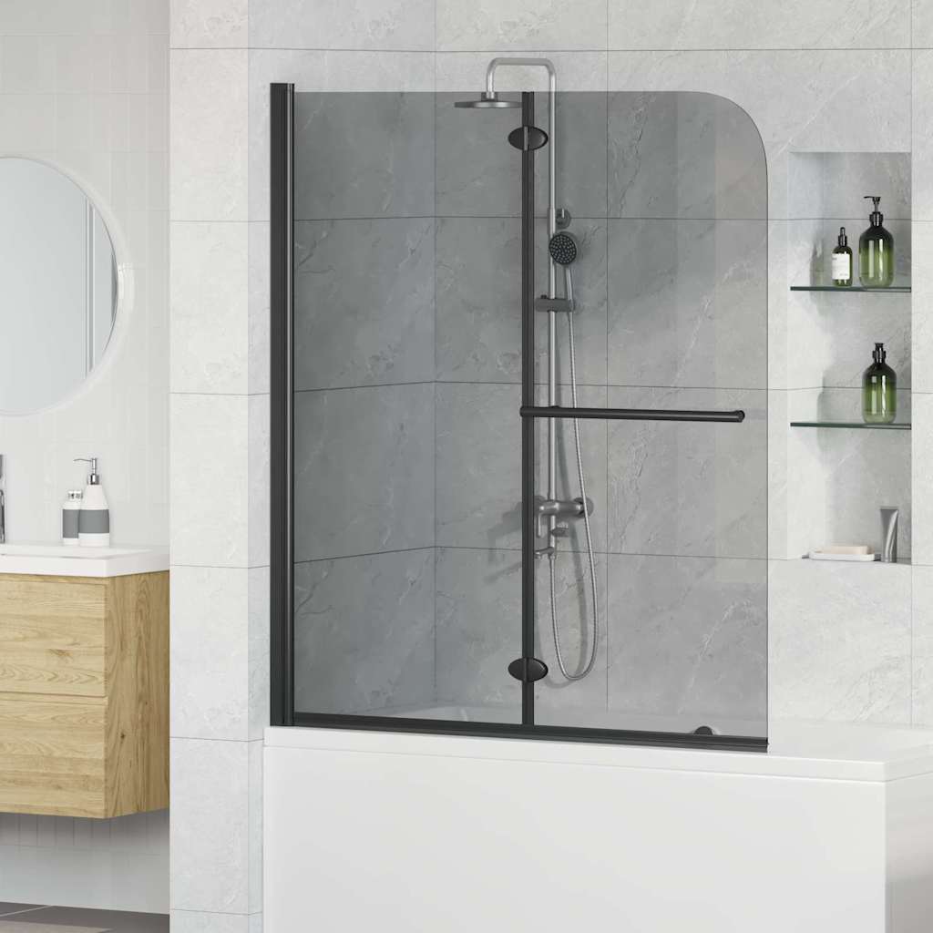 vidaXL Divisória de chuveiro dobrável 2 painéis ESG 95x140 cm preto