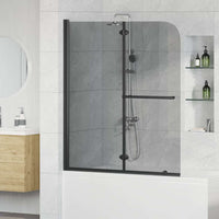 vidaXL Divisória de chuveiro dobrável 2 painéis ESG 95x140 cm preto