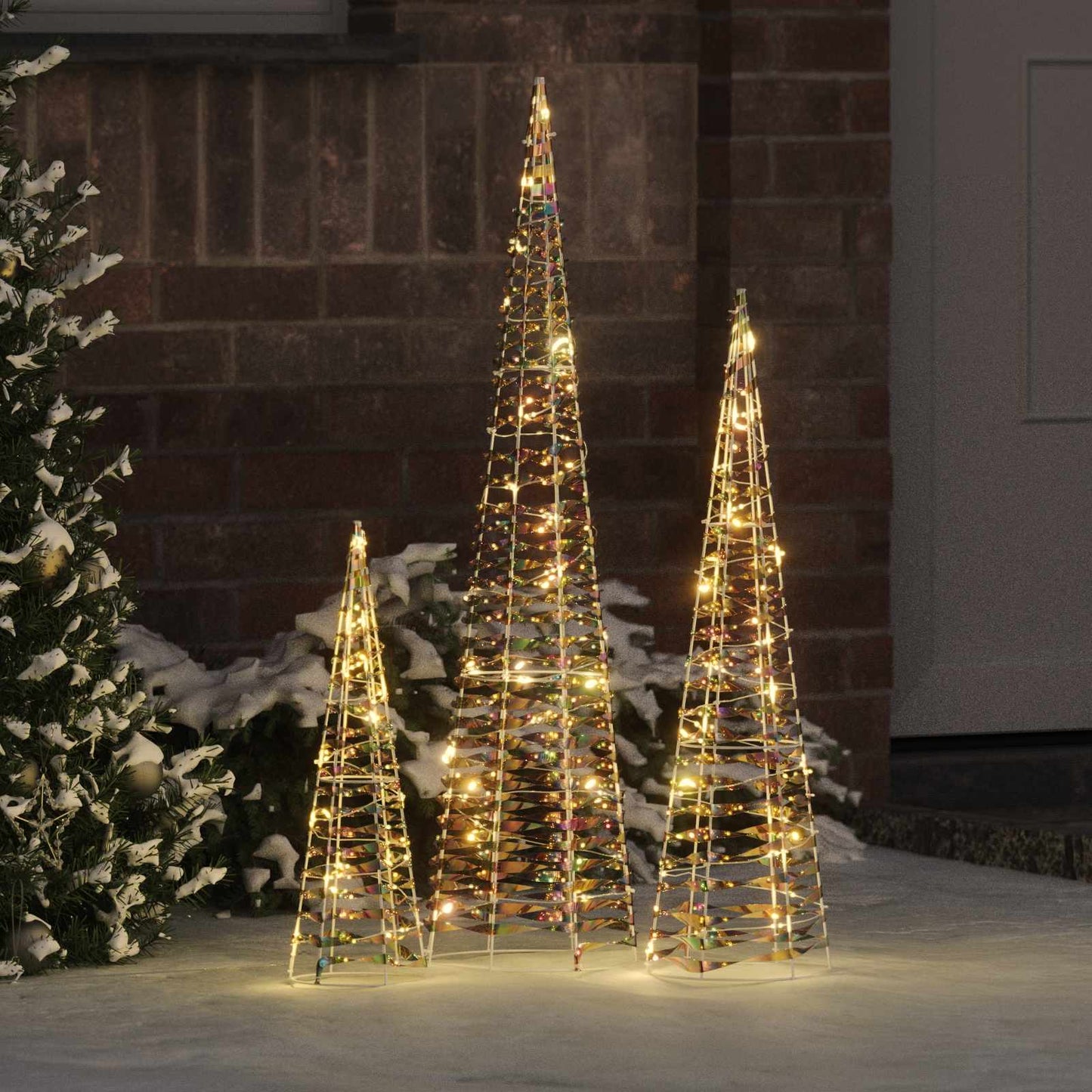 vidaXL Árvore de Natal 3 pcs Branco quente 20 x 20 x 80 cm PET