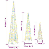 vidaXL Árvore de Natal 3 pcs Branco quente 20 x 20 x 80 cm PET