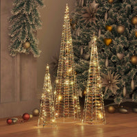 vidaXL Árvore de Natal 3 pcs Branco quente 20 x 20 x 80 cm PET