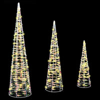 vidaXL Árvore de Natal 3 pcs Branco quente 20 x 20 x 80 cm PET