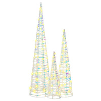 vidaXL Árvore de Natal 3 pcs Branco quente 20 x 20 x 80 cm PET