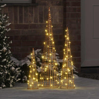 vidaXL Árvore de Natal 3 pcs Branco quente 20 x 20 x 80 cm PET
