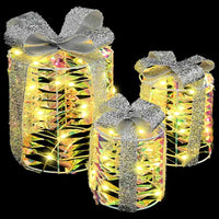 vidaXL Decoração de Caixa de Presente 3 pcs 20 x 20 x 20 cm PET