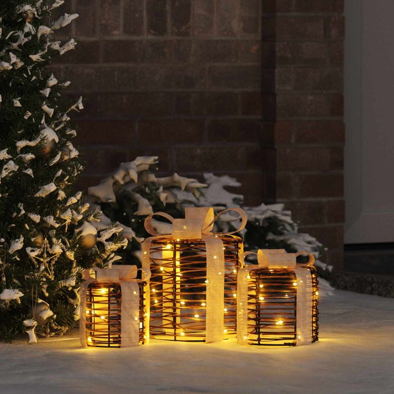 vidaXL Decoração de Caixa de Presente 3 pcs 20 x 20 x 20 cm PET