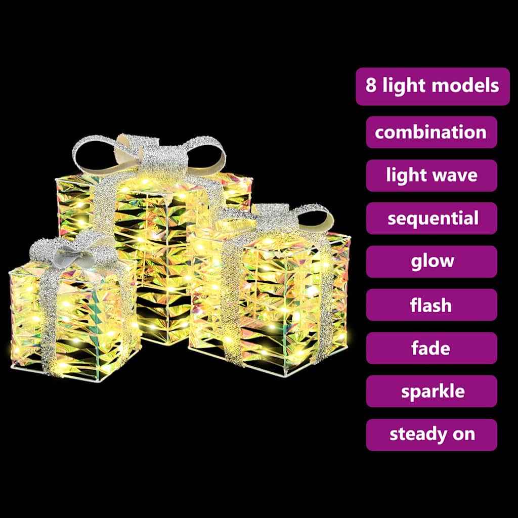 vidaXL Caixa de Presente 3 pcs Branco quente 20 x 20 x 20 cm PET